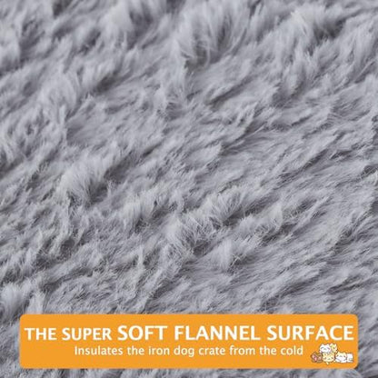 Reversible Dog Bed Mat with Plush and Corn Velvet,Soft Warm Pet Cushion, Dual Purpose Washable Sleeping Mattress Bed for Small Medium Large Dog and Cat XB004 (36"x23", Solid Grey) - Image 2