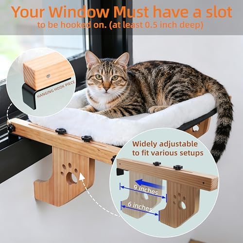 ESPETS Large Cat Window Perch, Kitten Window Hammock for Napping(White) - Image 6