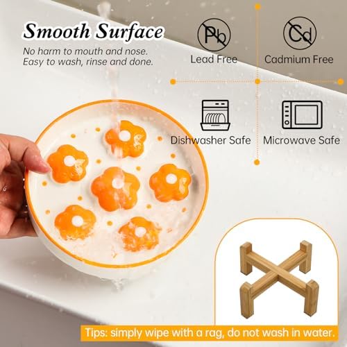 Elevated Ceramic Slow Feeder Cat Bowl with Anti-Slip Bamboo Stand - Image 5