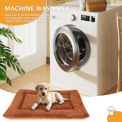 Reversible Dog Bed Mat with Plush and Corn Velvet,Soft Warm Pet Cushion, Dual Purpose Washable Sleeping Mattress Bed for Small Medium Large Dog and Cat XB004 (48"*30", Orange) - Image 6