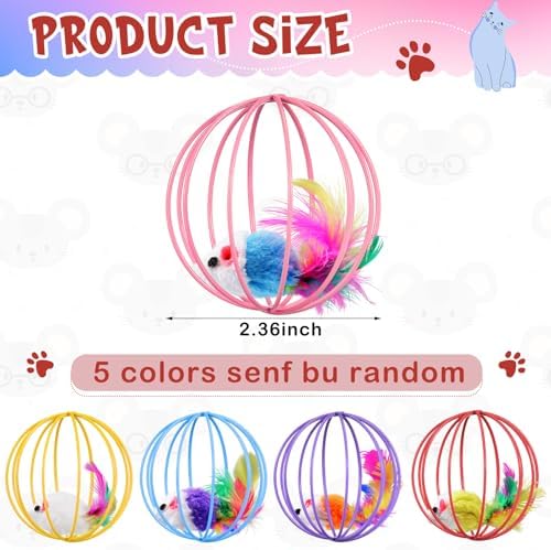 Jecery 5 Pcs Cat Toys Spring,Metal Cage,Multicolor - Image 2