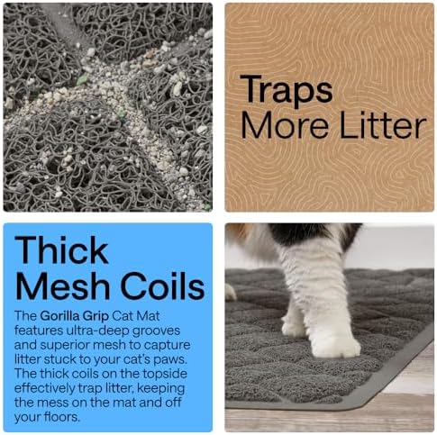 GORILLA GRIP Cat Litter Box Mat, Coiled Mesh Trapping Mats, 47x35 Charcoal - Image 3