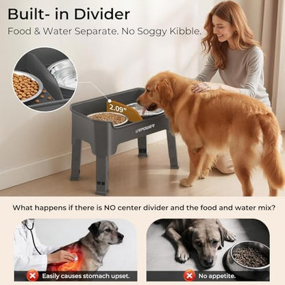 URPOWER Mess Proof Elevated Dog Bowls, Splash Guard Raised Bowl Stand - Image 4