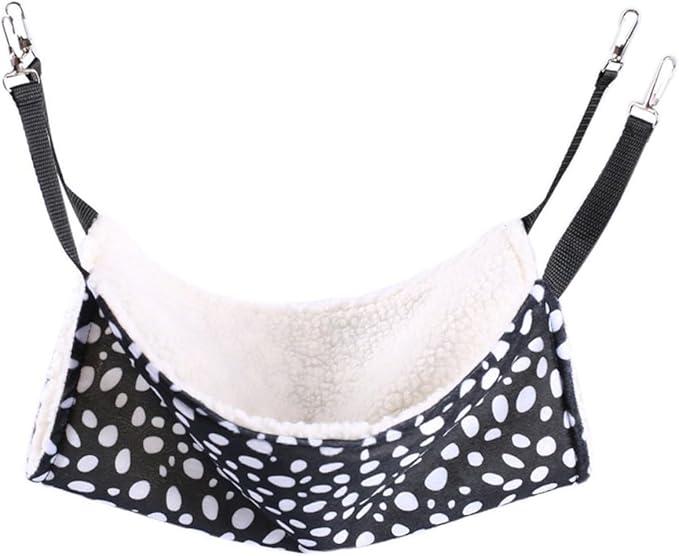 TOYANDONA Double-Sided Breathable Cat Den Hanging Hammock Small 27x27cm Black and White Polka Dot Cotton Cat Sleeping Bed for Indoor Pet