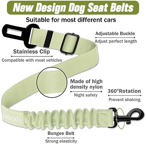 COOYOO Dog Seat Belt,3 Piece Set Retractable Dog Car Adjustable Seatbelts for Vehicle Nylon Pet Safety Heavy Duty & Elastic & Durable Car Harness for Dogs - Image 3