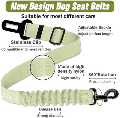 COOYOO Dog Seat Belt,3 Piece Set Retractable Dog Car Adjustable Seatbelts for Vehicle Nylon Pet Safety Heavy Duty & Elastic & Durable Car Harness for Dogs - Image 3