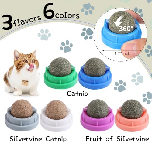 CCINEE 6PCS Catnip Balls for Cats Wall Catnip Toys Edible Cat Toys for Cat Lick Safe Healthy Kitten Chew Toys Teeth Cleaning Dental Cat Toys - Image 2