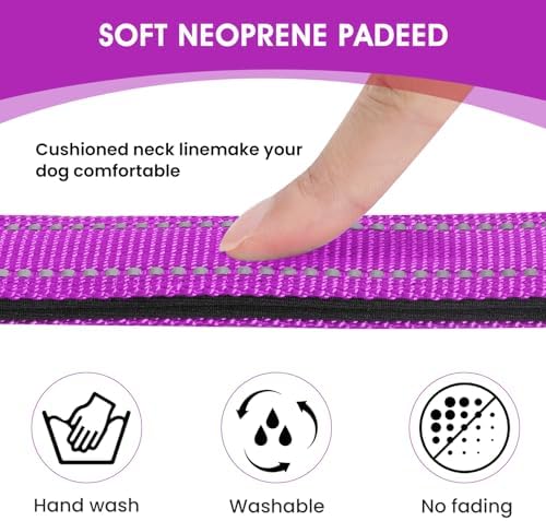 Reflective Dog Collar, Adjustable Nylon for Large Dogs,Magenta - Image 3