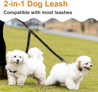 MingXpet 2 Dog Leash, Dog Leash for 2 Dogs, 360° Swivel No Tangle Double Walking Training Leashes for Small Dogs, Comfortable Shock Absorbing Reflective Bungee, Black - Image 7