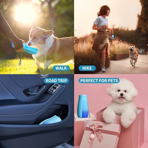 Portable Dog Water Bottle 10oz Blue - Image 7