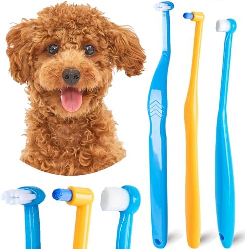 Small Dog Toothbrush, Cat & Puppy Tooth Brushing Kit, Mini Tuft Horizontal Head Teeth Brush for Kitten & Tiny Pet, Doggy Toothbrushes Deep Dental Cleaning, 3 PCS by MoonyMars