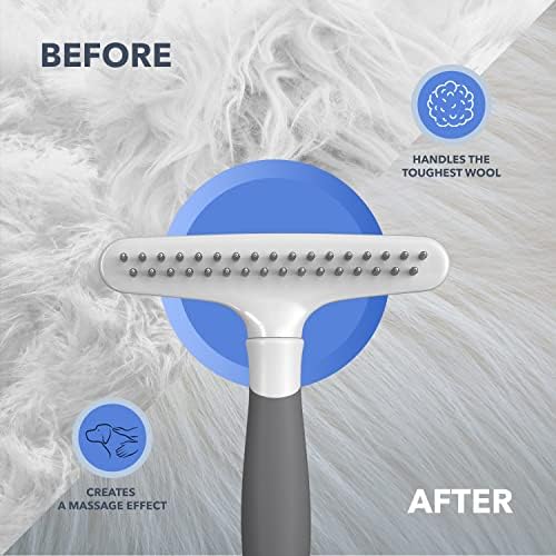 Dog rake deshedding dematting Brush Comb - Undercoat rake for Dogs, Cats, matted, Short,Long Hair Coats - Brush for Shedding, Double Row Stainless Steel pins - Reduce Shedding by 90% (White) - Image 6