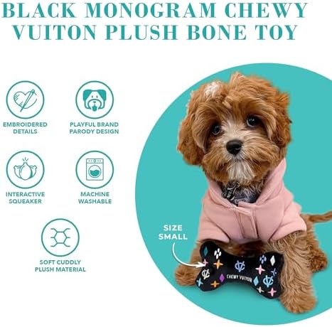 Haute Diggity Dog Chewy Vuiton Bone Plush Dog Toy, Designer Parody Toy - Image 4
