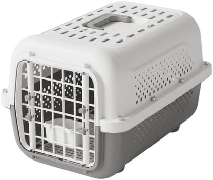 Portable Pet Airline, Durable PP + Breathable Grid Material, Detachable Design, Compliant with Airline Shipping Standards(High Grade Gray Diaper Board Hanging Bowl)