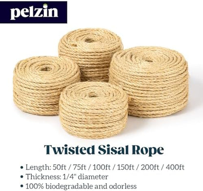 Natural Sisal Rope for Cat Scratcher and Scratching Post 1/4 Inch, 100 Feet - Image 3