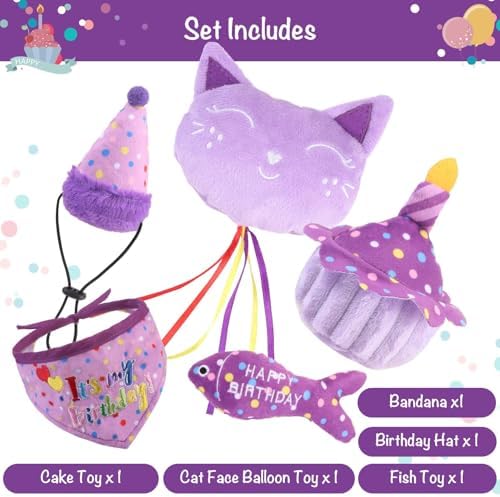 BINGPET Cat Birthday Decorations Outfit, 5 Pcs Catnip Toys for Indoor Cats - Image 5