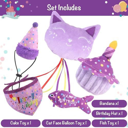 BINGPET Cat Birthday Decorations Outfit, 5 Pcs Catnip Toys for Indoor Cats - Image 5