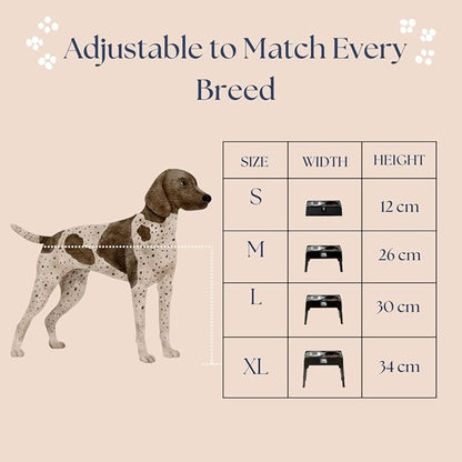 Adjustable Elevated Dog Bowls — Premium Stainless Steel, 4 Height Levels, Spill-Proof, No Tool Assemble, Foldable Feeding System for Dogs of Small, Medium, Large, and XLarge