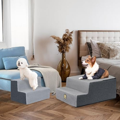 4-Step Foam Dog Stairs for Small Dogs and Cats, 18-Inch, Gray - Image 7