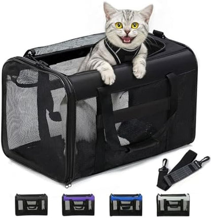 Conlun Cat Carrier Bag,Soft-Sided Pet Carriers for Dogs with 4-Sided Mesh,Airline Approved Cat Transport Carrier for Small&Medium Cats Kitten Puppy Up to 15Lb,Collapsible Cat Travel Carrier-M,Black by Conlun