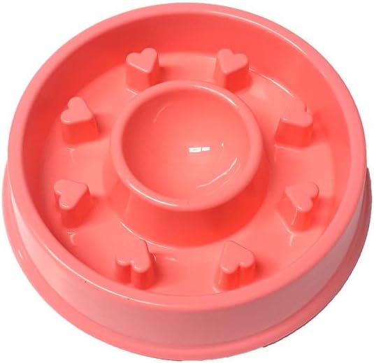 ALPHA DOG SERIES Non-Slip Maze Puzzle Bowl Slow Feeder Interactive Stop Bloat Stop Gas Improve Digestion Dog Bowl for Small and Medium Dogs (Pink, Hearts)
