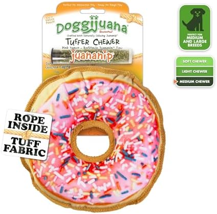 Doggijuana Tuffer Chewer Plush Dog Toy, Sprinkled Donut | Squeaky Refill - Image 2