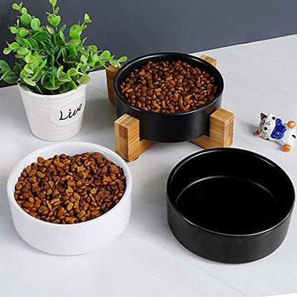 Petygooing Ceramic Black Cat Dog Bowl Set with Stand,Small Dog Bowls, Pet Food and Water Dish, Anti Slip Set of 2 Cat Bowl-Pet Food Dishes- Pet Bowls Small Size Pet (13.5OZ/5.1 in) - Image 6