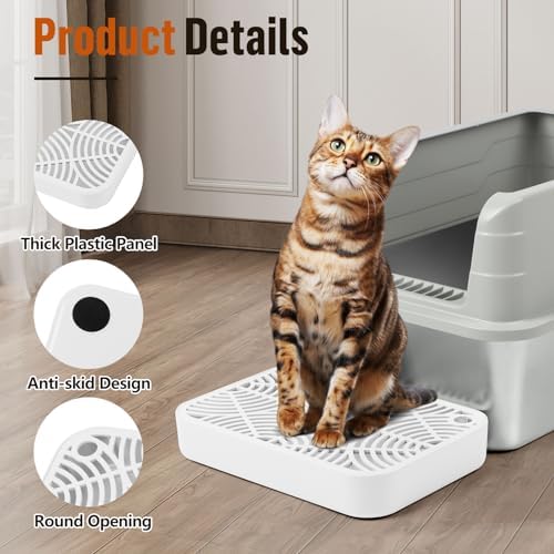 Cat Litter Box Step Non-Slip Cat Step with Filter Function,White - Image 4
