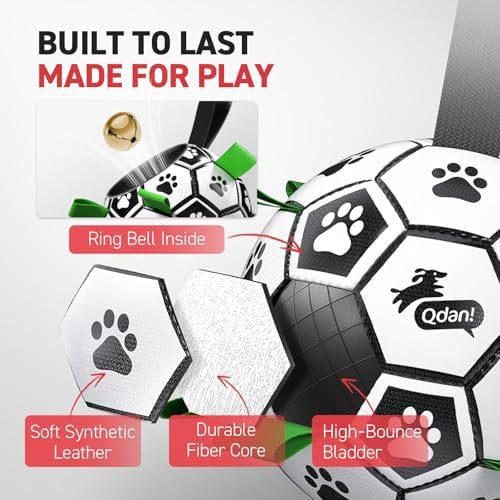 QDAN Dog Soccer Balls with Bell Inside, Squeaky Dog Balls, Birthday Gifts - Image 5
