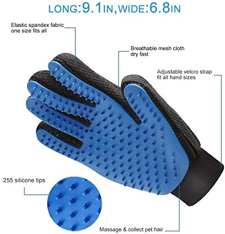 Pet Grooming Gloves 1 Pair Deshedding Mitt for Dogs Cats Bath Massage - Image 2