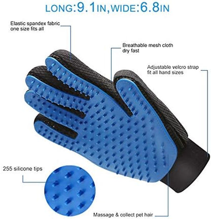 Pet Grooming Gloves 1 Pair Deshedding Mitt for Dogs Cats Bath Massage - Image 2