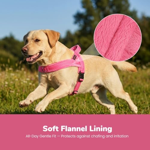 Didog No Pull Dog Harness for Large Dogs, Soft Flannel Padded, Pink, L - Image 2