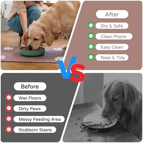 Dog Cat Food Mat, Absorbent Pet Feeding Mat for Food and Water Bowl - Image 5
