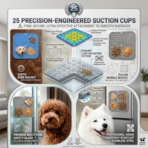 Lick Mat for Dogs & Cats 5 PCS Set 2 Slow Feeder Lick Mats with Suction Cups, Cat Strip Feeder, Scraper & Brush, Dog Lick Mat for Anxiety Relief & Peanut Butter Pad for Grooming & Boredom - Image 3