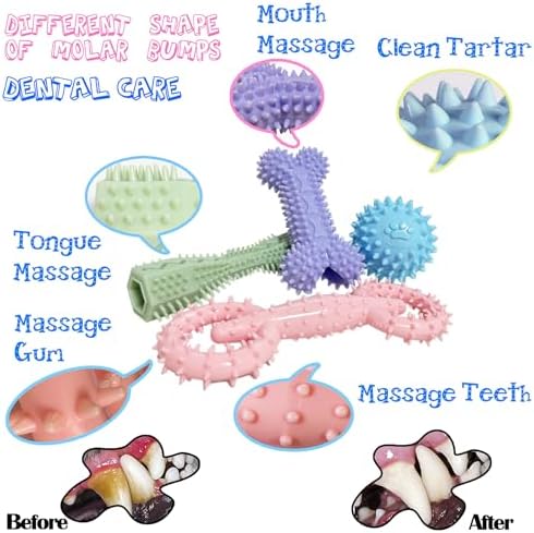 4-Pack Teething Toys Dog Chew Toys for 2-8 Months Puppy,Mix Color - Image 3
