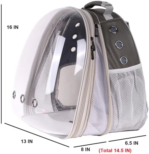 Front Extension Cat Backpack Carrier Cage for Large Cat, Up to 20 Pounds, Synthetic Leather Space Capsule Clear Bubble Window, Pet Carry Transport Book Bag - Image 2
