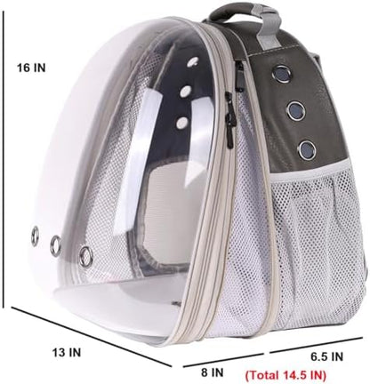 Front Extension Cat Backpack Carrier Cage for Large Cat, Up to 20 Pounds, Synthetic Leather Space Capsule Clear Bubble Window, Pet Carry Transport Book Bag - Image 2