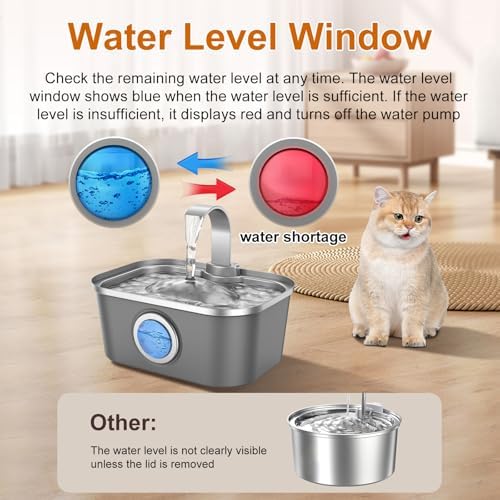 Bobo&Dragon Automatic Stainless Steel Water Fountain for Cat & Dog in Nebula Gray 124oz/3.5L Quiet Faucet Flow Water Dispenser, Fresh Filtered Hydration, Easy Clean, Leak-Proof for Indoor Pets - Image 2