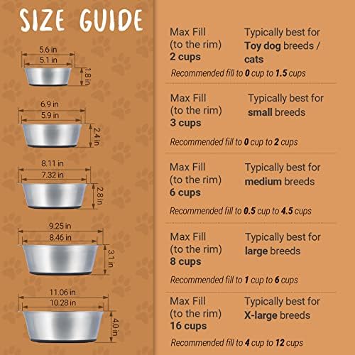PEGGY11 Deep Stainless Steel Dog Bowls, 8 US Cup Each, 2-Pack - Image 6