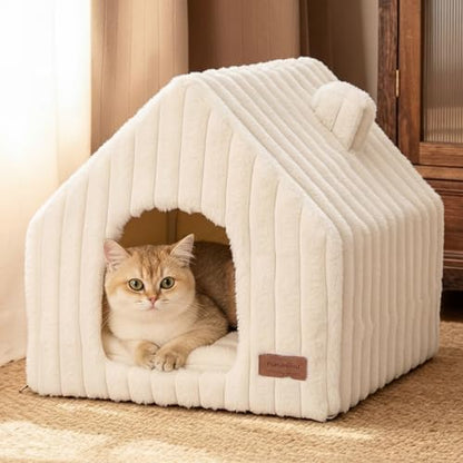 FUKUMARU Cat Bed Cave, Enclosed Washable Covered Dog Bed with Support Frame by FUKUMARU