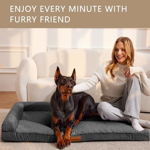 Patas Lague Orthopedic Large Dog Bed Washable Pet Sofa Bed 48X30 Dark Grey - Image 2