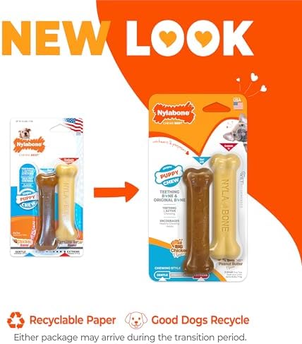 Nylabone Puppy Chew Teething Bone & Original Bone Dog Chew Toys, 2 Count - Image 4