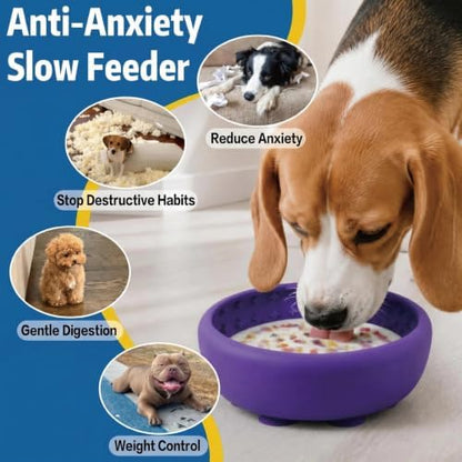 Dog Lick Bowl & Slow Feeder Lick Mat, Purple, Small - Image 6