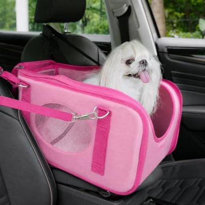 Center Console Dog Car Seat for Small Dogs & Cats Under 15 lbs, Pink by NORMON