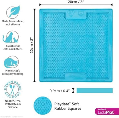 LickiMat Classic Soother, Cat Slow Feeder Lick Mat, Boredom Anxiety Reducer; Perfect for Food, Treats, Yogurt, or Peanut Butter. Fun Alternative to a Slow Feed Cat Bowl or Dish, Turquoise - Image 2