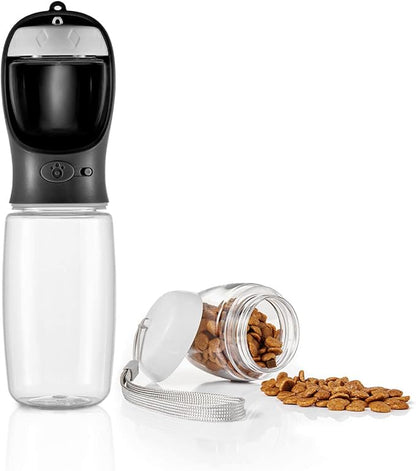 WePet Portable Dog Water Bottle with Food Container, 19 OZ + 6 OZ, Leak Proof Puppy Water Dispenser with Drinking Feeder for Pets Outdoor Walking, Hiking, Travel, Food Grade Plastic