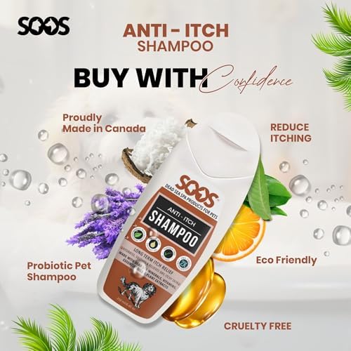 Soos Pet Shampoo Anti-Itch Cat and Dog Shampoo Dead Sea Minerals Fast Absorbing Soothes Itching Clean Fur with Vitamins Essential Oils Natural Ingredients - 1x Bottle (250ml) - Image 6