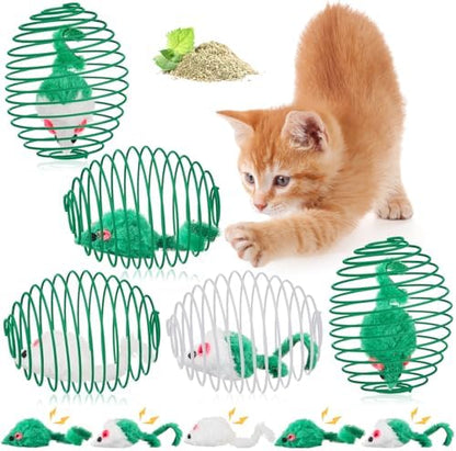 Jecery 5 Pcs Cat Toys Spring,Mouse,Green by Jecery