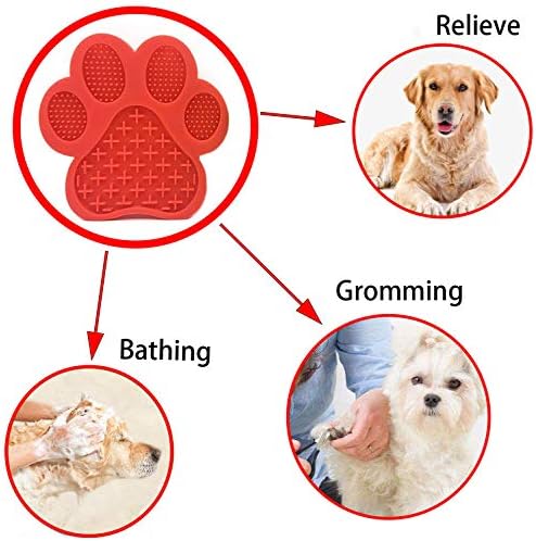 Dog Licking Mat for Anxiety Peanut Butter Slow Feeder Bowls Licking Pad with Strong Suction to Wall for Pet Bathing,Grooming,and Dog Training (Red) - Image 5