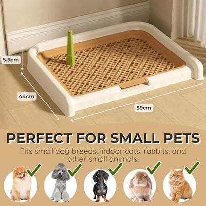 Indoor Dog Potty Tray with Removable Pee Post and Raised Mesh Grate, 23 x 17 in – Easy-Clean Puppy Pee Pad Holder for Dry Paws, Non-Slip – Fuskee - Image 2